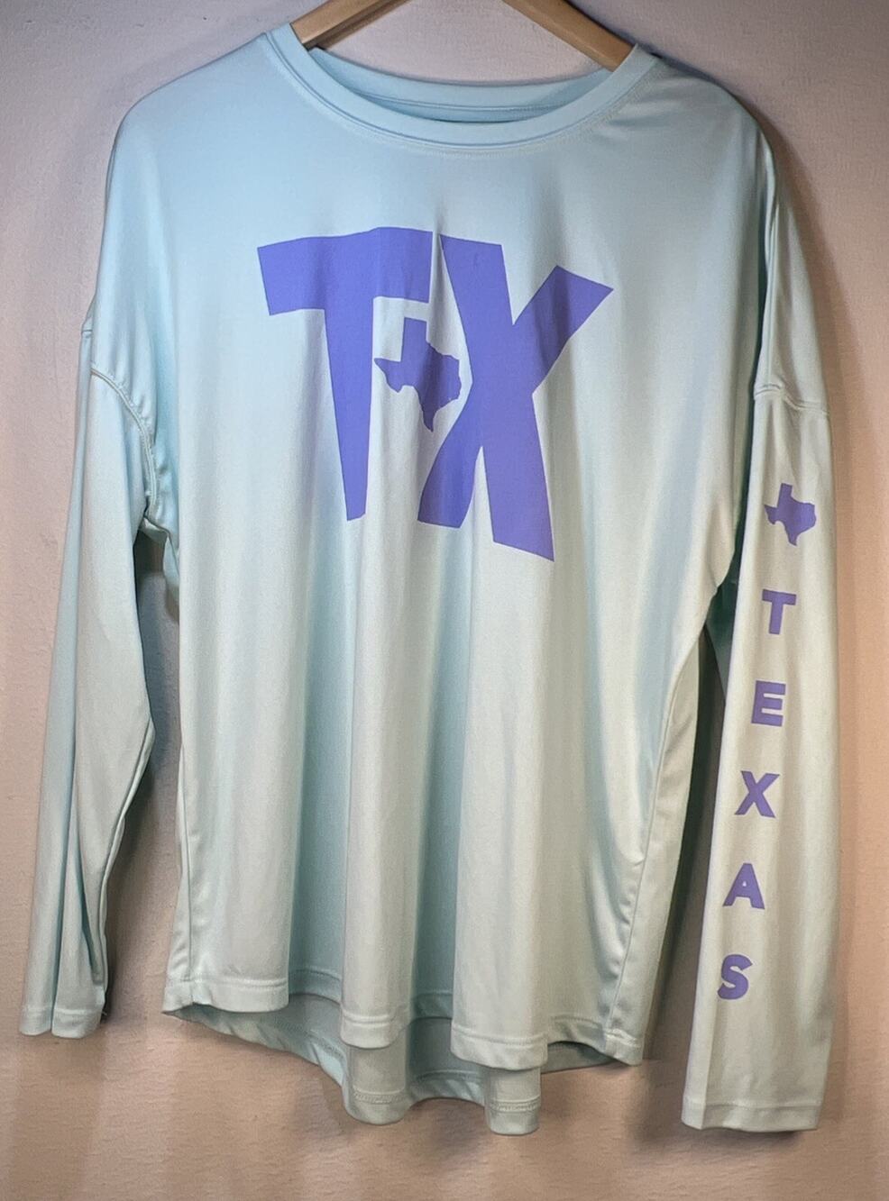 State of Mine Long Sleeve Women Shirt Texas Aqua Large UPF50+ Moisture Wicking